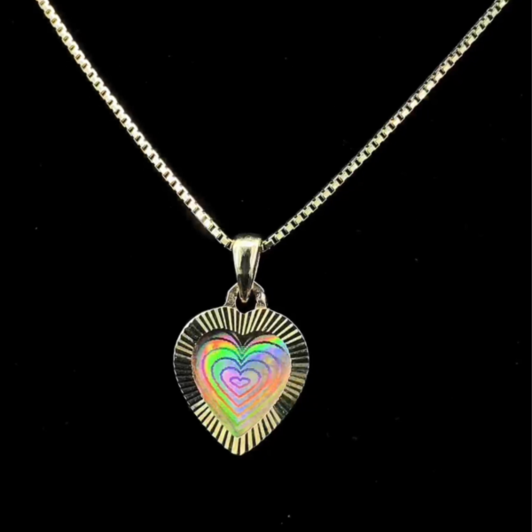 UV Stone Heart-Shaped Pendant Rainbow Glow Effect